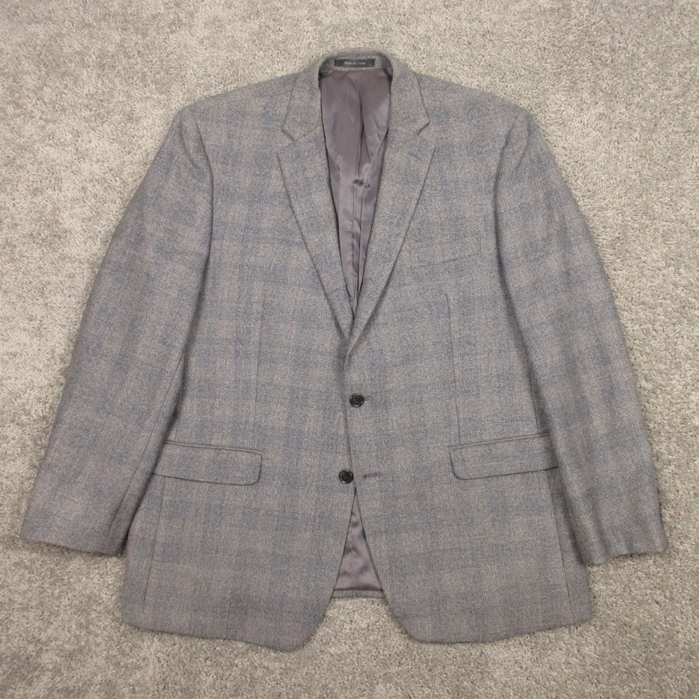 Lauren‎ Ralph Lauren Jacket Mens 46 R Gray Plaid Wool Blazer Business Professor